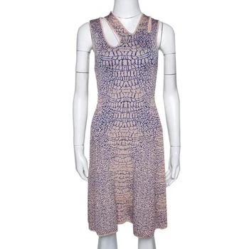 推荐McQ by Alexander McQueen Pink and Blue Crocodile Patterned Jacquard Fit and Flare Dress XS商品