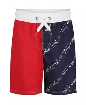 Tommy Hilfiger | Big Boys All-Over Print Color Block Swim Trunk,商家Macy's,价格¥68