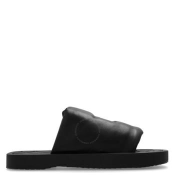 Burberry Knight Motif EKD Slab Leather Slides - Sandals