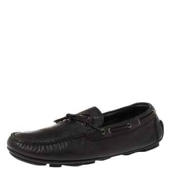 zegna鞋, [二手商品] Zegna | Ermenegildo Zegna Black Leather Bow Loafers Size 42商品图片 5.7折