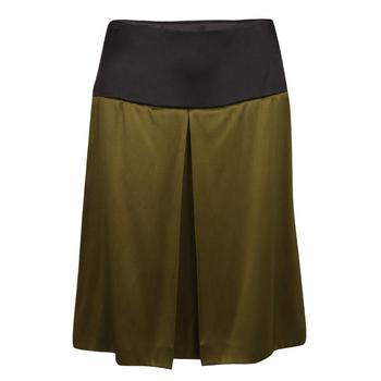 推荐Prada Olive Green Satin Contrast Waist A-Line Skirt S商品