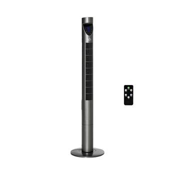 商品HOMCOM | Oscillating Tower Standing Fan w/ Air Filter, LED Light, Remote, Grey,商家Macy's,价格¥725图片