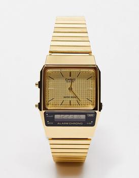 Casio | Casio vintage style watch with grid face in gold Exclusive at ASOS商品图片,