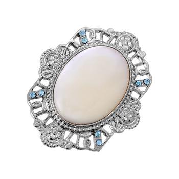 商品2028 | Silver-Tone Mother of Pearl Oval Pin,商家Macy's,价格¥322图片