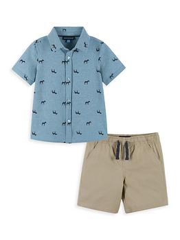 Andy & Evan | Baby Boy's 2-Piece Dinosaur Short-Sleeve Shirt & Twill Shorts Set商品图片,4.5折