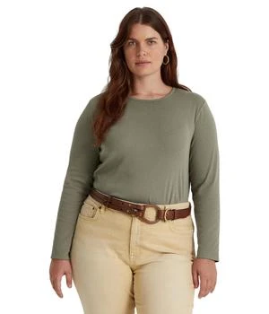 Ralph Lauren | Plus Size Cotton-Blend Long Sleeve Top 