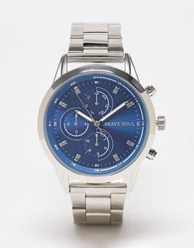 Brave Soul | Brave Soul multi-dial chunky strap watch in silver and blue商品图片,3.4折
