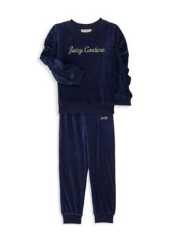 商品Juicy Couture | Little Girl's 2-Piece Velour Logo Sweatshirt & Pants Set,商家Saks OFF 5TH,价格¥153图片