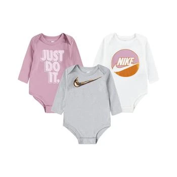 NIKE | Baby Girls Gifting Long Sleeve Bodysuits, Pack of 3 7.5折, 独家减免邮费