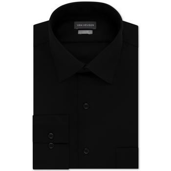 product Men's Fitted Stretch Wrinkle Free Sateen Solid Dress Shirt image