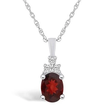 Macy's | Garnet (1-1/2 Ct. T.W.) and Diamond (1/10 Ct. T.W.) Pendant Necklace in 14K White Gold,商家Macy's,价格¥10476