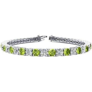 SSELECTS | 7 3/4 Carat Peridot And Diamond Tennis Bracelet In 14 Karat White Gold, 6 Inches,商家Premium Outlets,价格¥35718