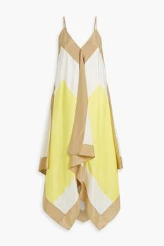 推荐Devonshire draped color-block silk-habotai midi dress商品