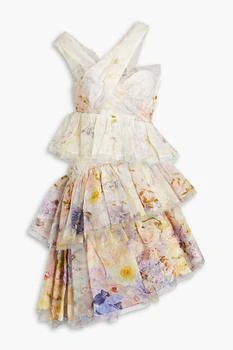 Zimmermann | Tiered floral-print silk and linen-blend gauze mini dress,商家THE OUTNET US,价格¥2691
