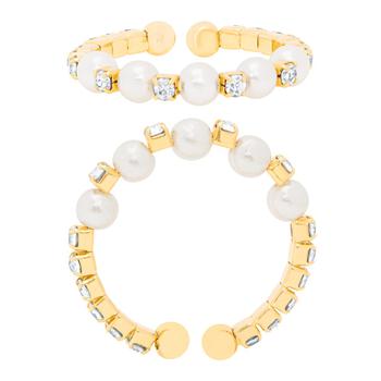 商品Macy's | Gold Plated Simulated Imitation Pearl and Cubic Zirconia Stretch Ring,商家Macy's,价格¥415图片