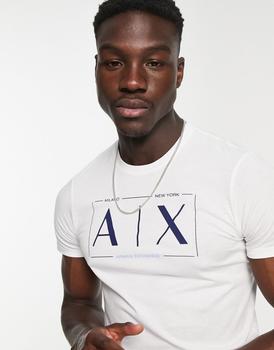 Armani Exchange | Armani Exchange outlined AX print t-shirt in white商品图片,
