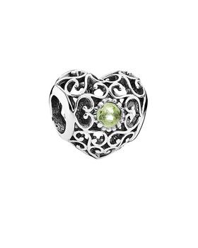 PANDORA | Pandora Silver Peridot August Signature Heart Charm商品图片,3.4折