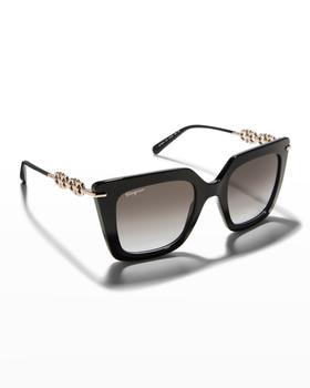 推荐Gancini Chain Square Acetate & Metal Sunglasses商品