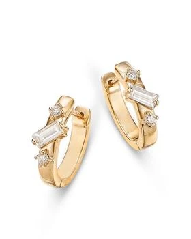 Moon & Meadow | 14K Yellow Gold Lab Grown Diamond Round & Baguette Huggie Hoop Earrings,商家Bloomingdale's,价格¥5496