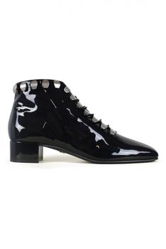 推荐Luxury Shoes For Women   Dior Lace Up Boots In Black Patent Leather商品