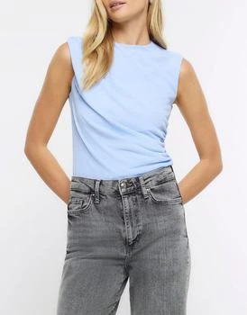 River Island | River Island Drape sleeveless top in blue - light 