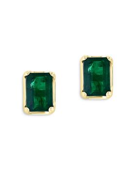 商品Emerald Stud Earrings in 14K Yellow Gold - 100% Exclusive图片