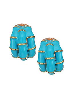 商品Kenneth Jay Lane | Turquoise Clip-On Hoop Earrings,商家Saks Fifth Avenue,价格¥574图片