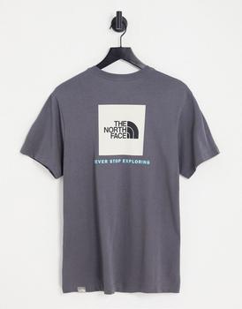 推荐The North Face Red Box back print t-shirt in grey Exclusive at ASOS商品