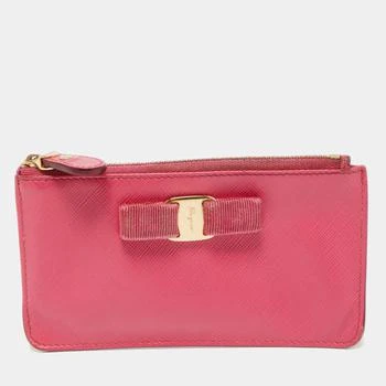 推荐Salvatore Ferragamo Fuchsia Leather Bow Zip Coin Purse商品