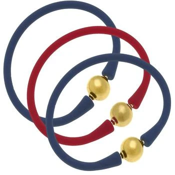Canvas Style | Bali Game Day 24K Gold Bracelet Set of 3 Navy & Red,商家Verishop,价格¥551