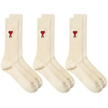 AMI | AMI Paris A Heart Sock - 3 Pack 