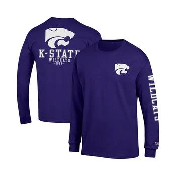CHAMPION | Men's Purple Kansas State Wildcats Team Stack Long Sleeve T-shirt 7.5折