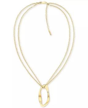 Calvin Klein | Gold-Plated Stainless Steel Pavé Sculptural Pendant Necklace, 18" + 2" extender,商家Macy's,价格¥599