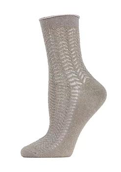 Iris & Ivy, Memoi | Metallic Ivy Pointelle Cotton Blend Anklet Socks商品图片 