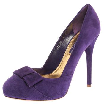 ralph lauren purple label, [二手商品] Ralph Lauren | Ralph Lauren Collection Purple Suede Bow Detail Platform Pumps Size 38商品图片 4.2折