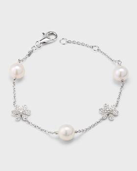 商品Pearls By Shari | 18K White Gold Akoya Pearl and Diamond Daisy Bracelet, 7"L,商家Neiman Marcus,价格¥21727图片
