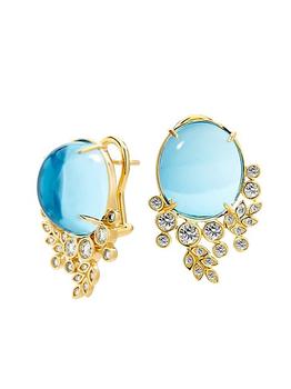 商品Jardin 18K Gold, Diamond & Blue Topaz Vine Earrings图片