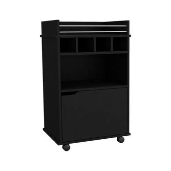 Depot E-Shop | Sims 35" H Bar Cart with Two Shelves four Wine Cubbies and One Cabinet,Black,商家Premium Outlets,价格¥1445
