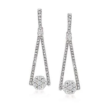 Ross-Simons | Ross-Simons Diamond Cluster Drop Earrings in Sterling Silver,商家Premium Outlets,价格¥1844