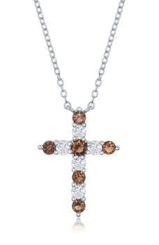 商品SIMONA | Sterling Silver Garnet & White CZ Cross Pendant Necklace - January Birthstone,商家Nordstrom Rack,价格¥371图片