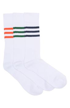 Lorenzo Uomo, Lorenzo Uomo | Retro Stripe Crew Socks - Pack of 3商品图片 4.7折