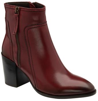 推荐Dark Red Leather Fossa Heeled Ankle Boots商品