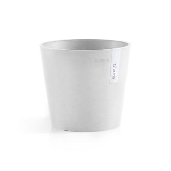 商品Amsterdam Round Plastic Flower Pot, Pure White, 7"图片