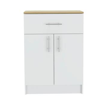 商品Oxford Pantry Cabinet, One Drawer, One Double Door Cabinet With Two Shelves Light Oak图片