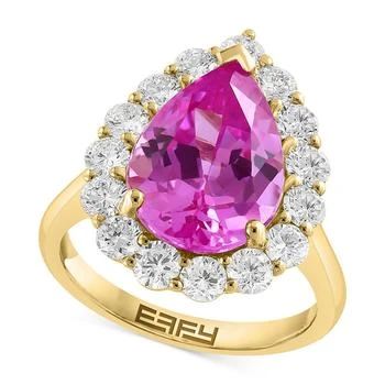 Effy | EFFY® Lab Grown Pink Sapphire (5-5/8 ct. t.w) & Lab Grown Diamond (1-1/3 ct. t.w.) Halo Ring in 14k Gold,商家Macy's,价格¥12421