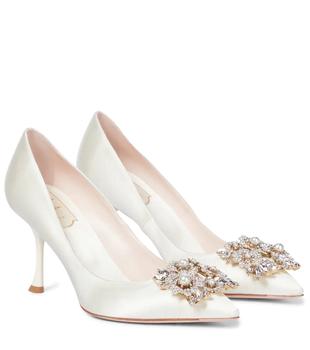 Roger Vivier, Roger Vivier | RV Bouquet 85 embellished satin pumps商品图片 