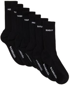 更多巴黎世家袜子鞋, Balenciaga | Seven-Pack Black Logo Socks商品图片 