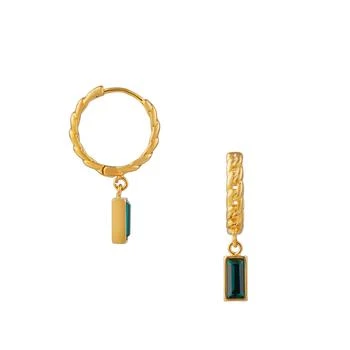 Orelia London | Emerald Baguette & Chain Hoop Earrings Made With Swarovski Crystals,商家Orelia,价格¥286