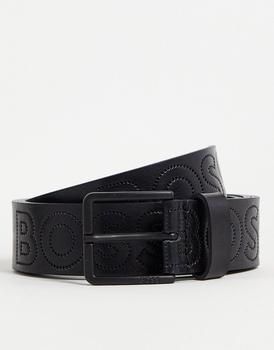 Hugo Boss | BOSS Ther bold logo leather belt in black商品图片,
