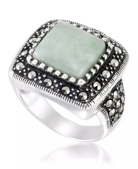 Macy's | Jade (11 x 11mm) & Marcasite Square Ring in Sterling Silver,商家Macy's,价格¥412